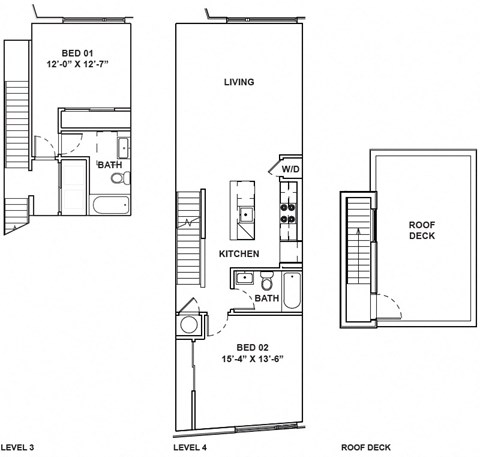 Floor plan for 2 beds, 2 baths, 1140 sqft